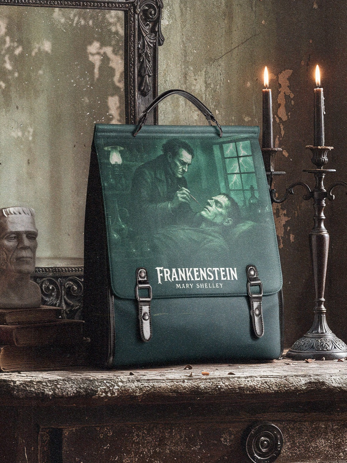 "Frankenstein" Mortuary Moss Leather Backpack