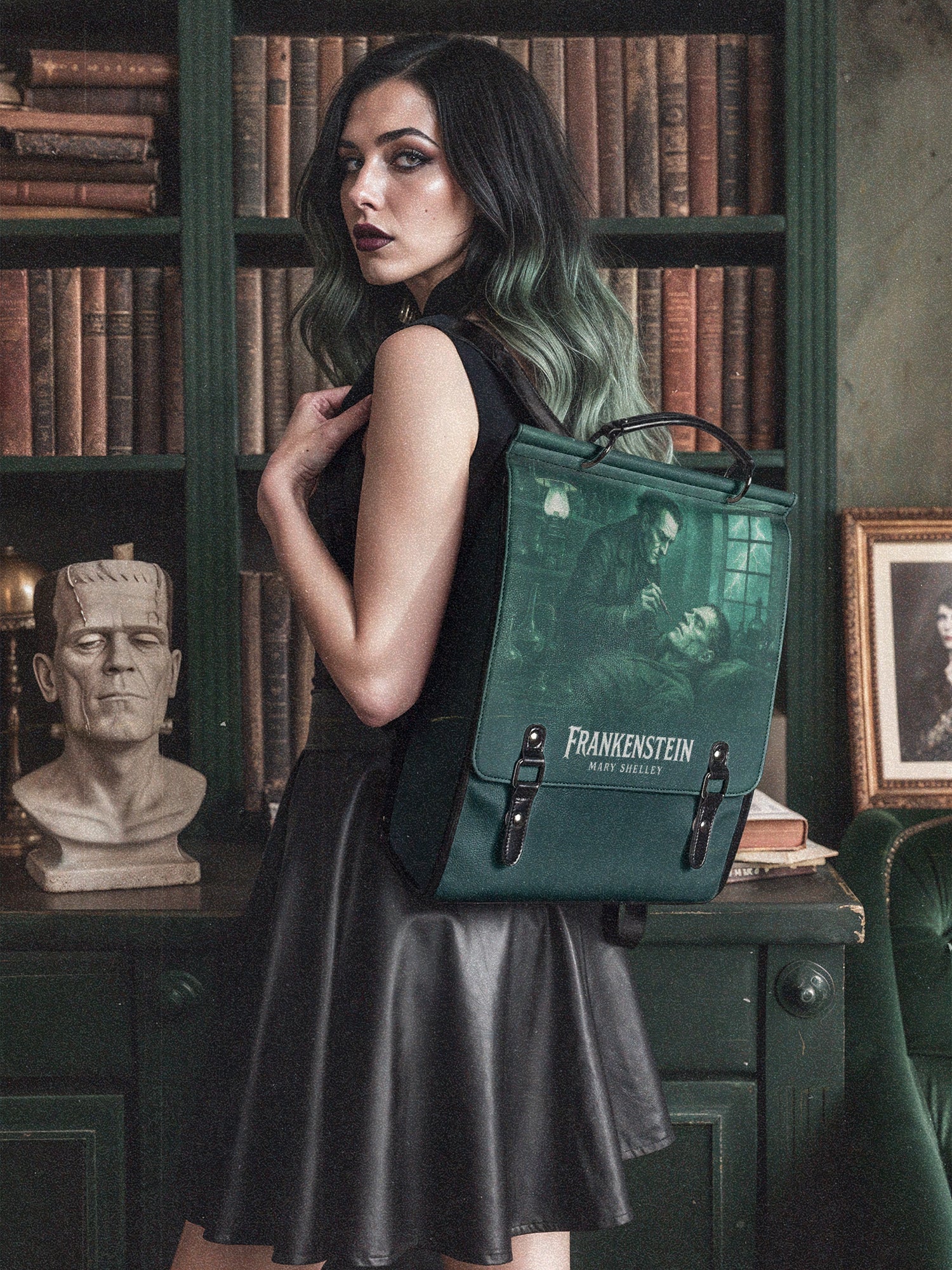 "Frankenstein" Mortuary Moss Leather Backpack
