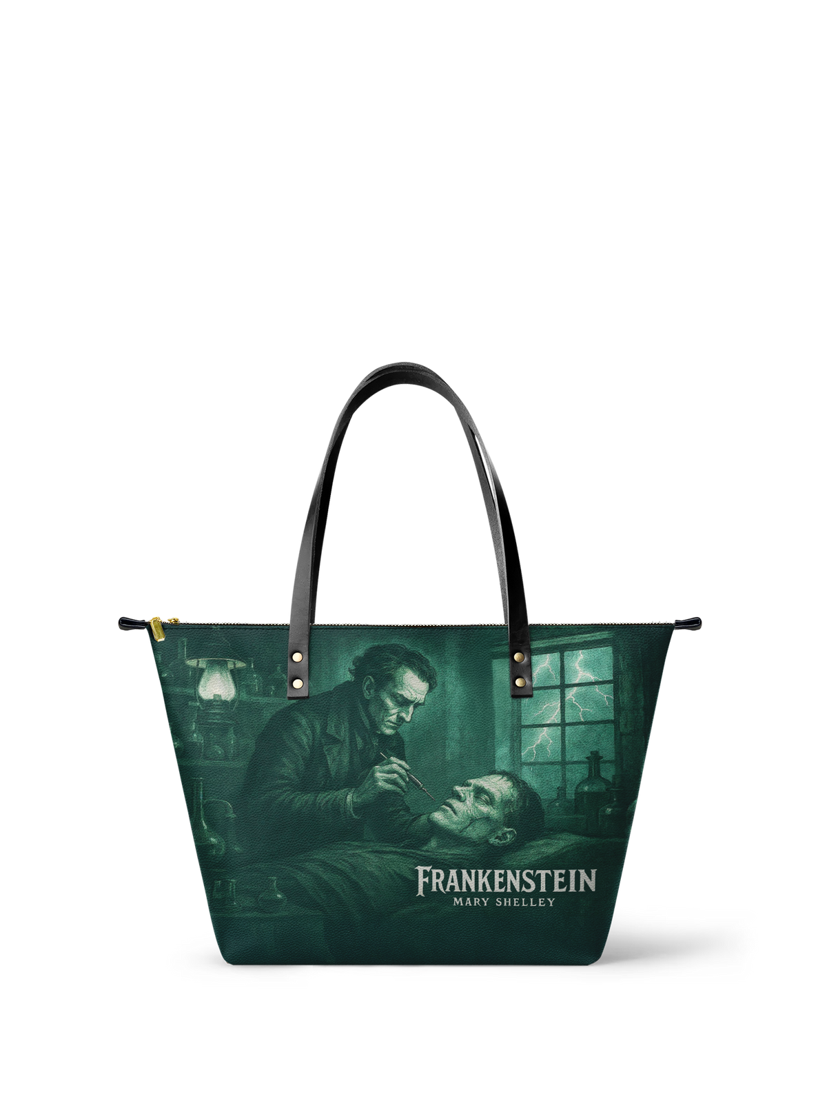 "Frankenstein" Mortuary Moss Leather Tote Bag