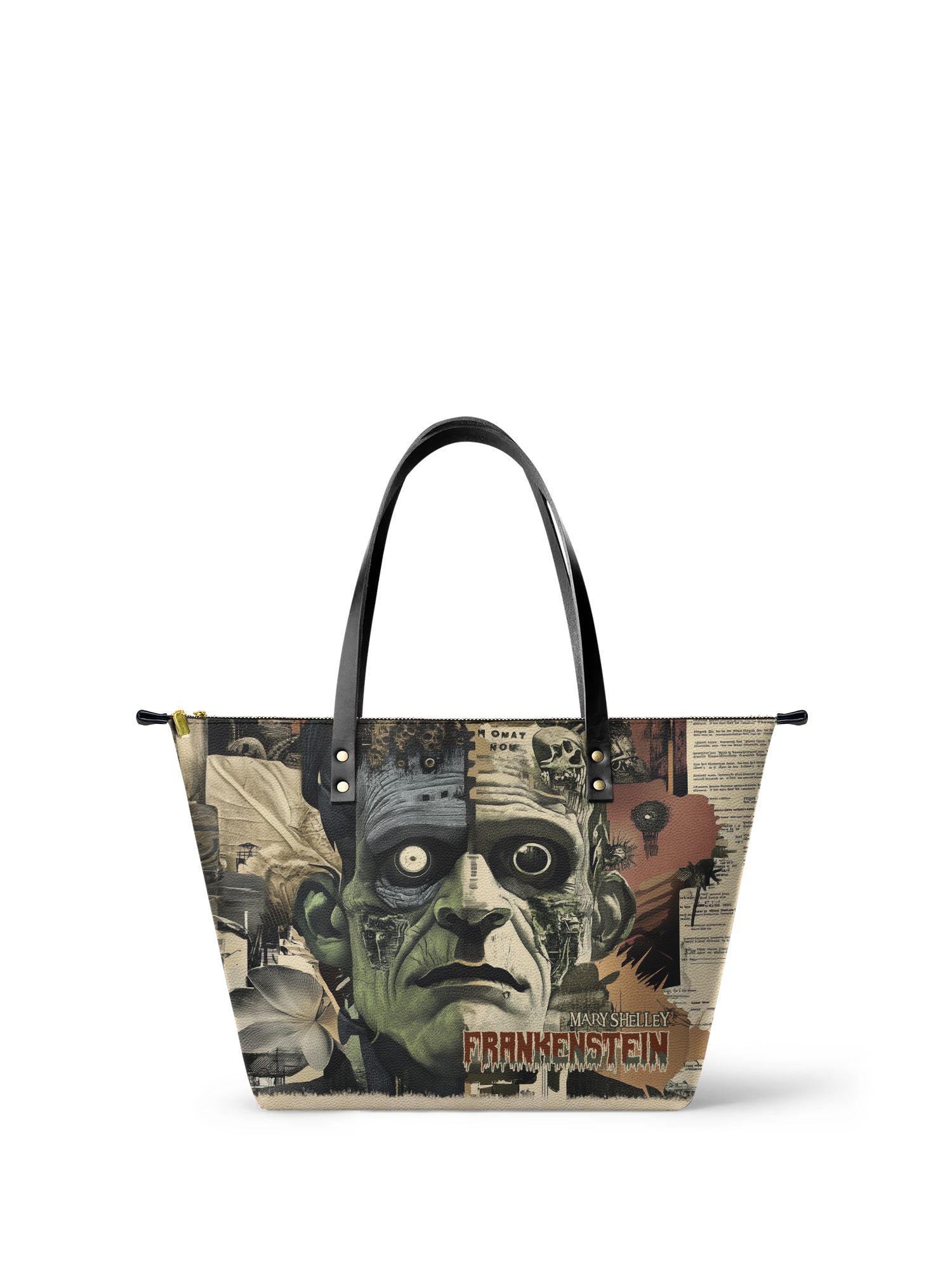 "Frankenstein" Old Parchment Leather Tote Bag