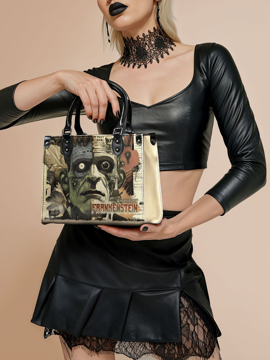 "Frankenstein" Old Parchment - Black Interior - Small Leather Handbag