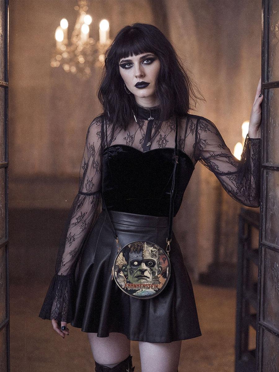 "Frankenstein" Old Parchment Circle Crossbody Bag