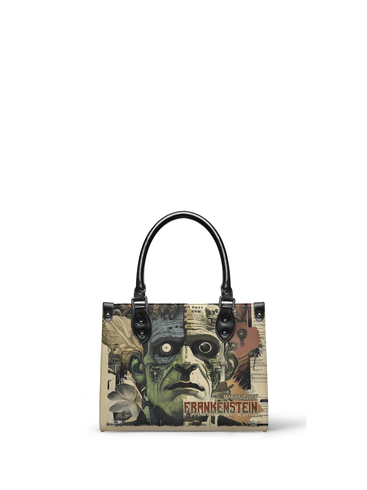 "Frankenstein" Old Parchment - Black Interior - Small Leather Handbag