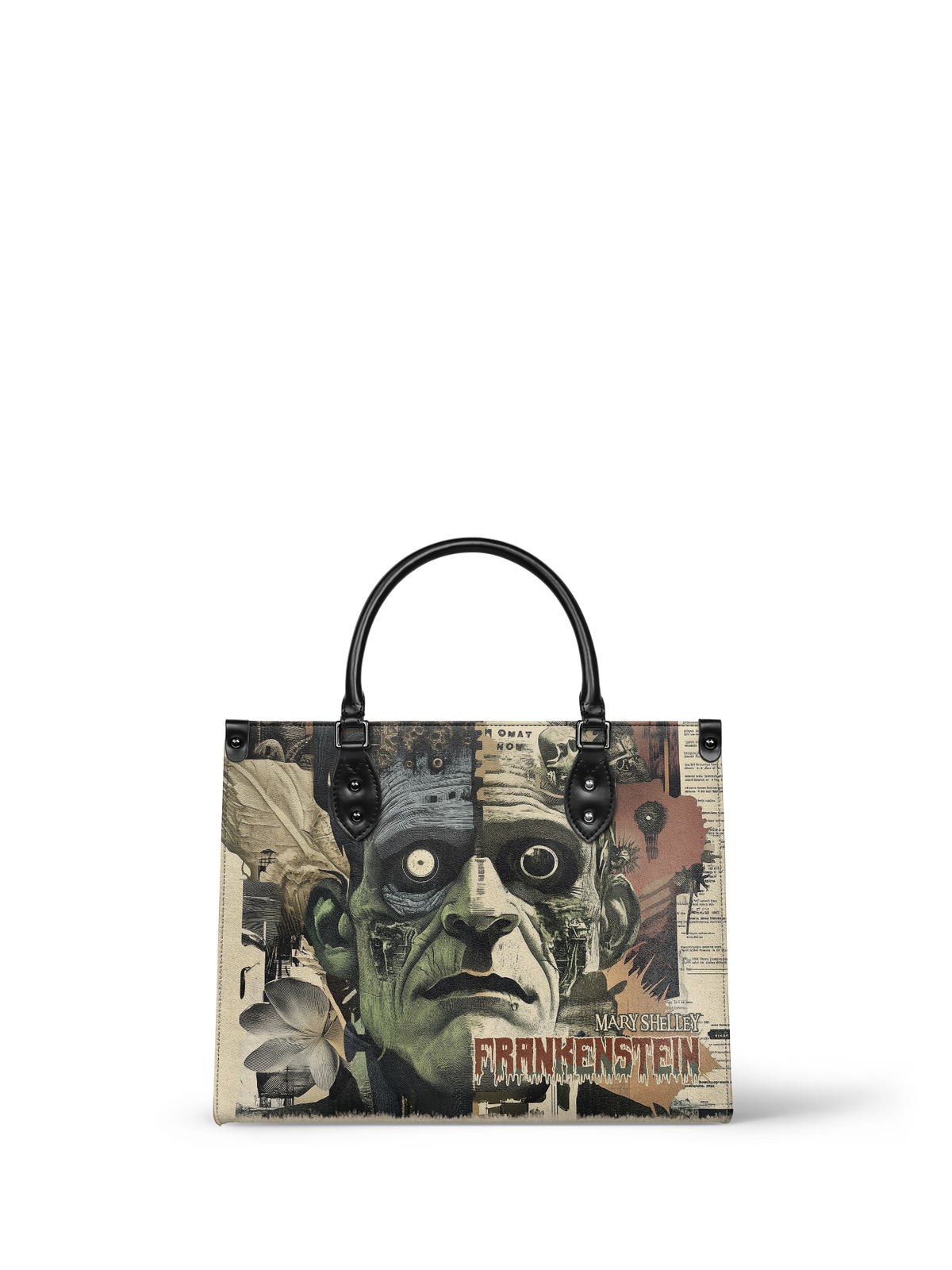 "Frankenstein" Old Parchment - Black Interior - Leather Handbag