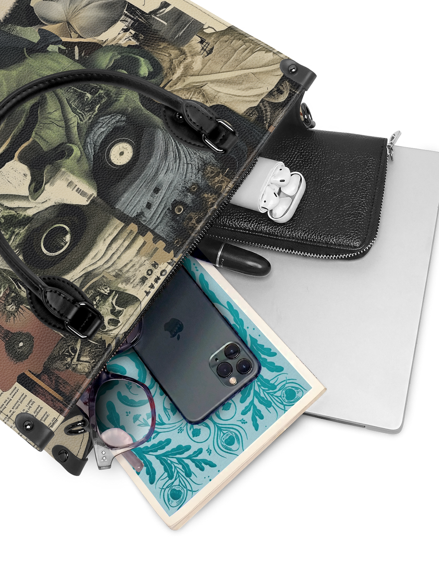 "Frankenstein" Old Parchment - Black Interior - Leather Handbag