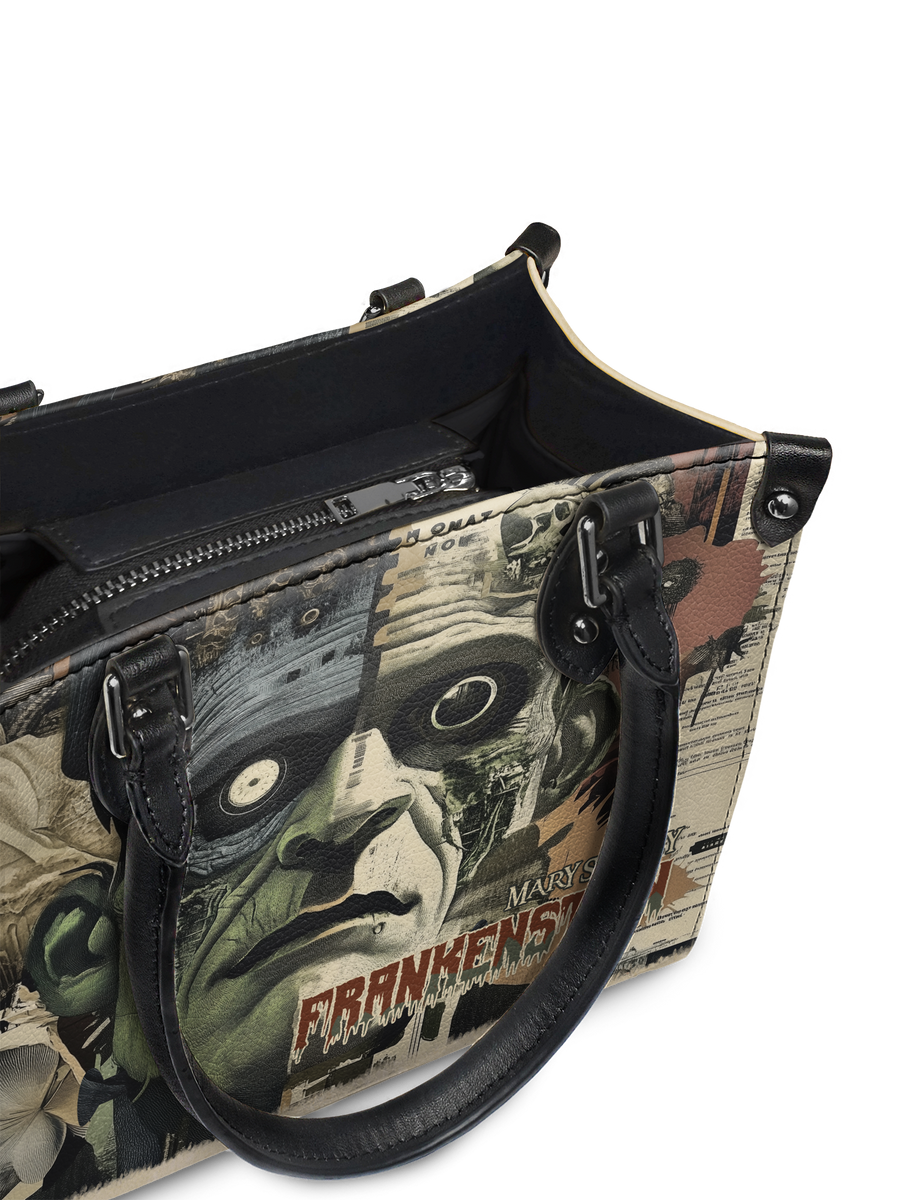 "Frankenstein" Old Parchment - Black Interior - Small Leather Handbag