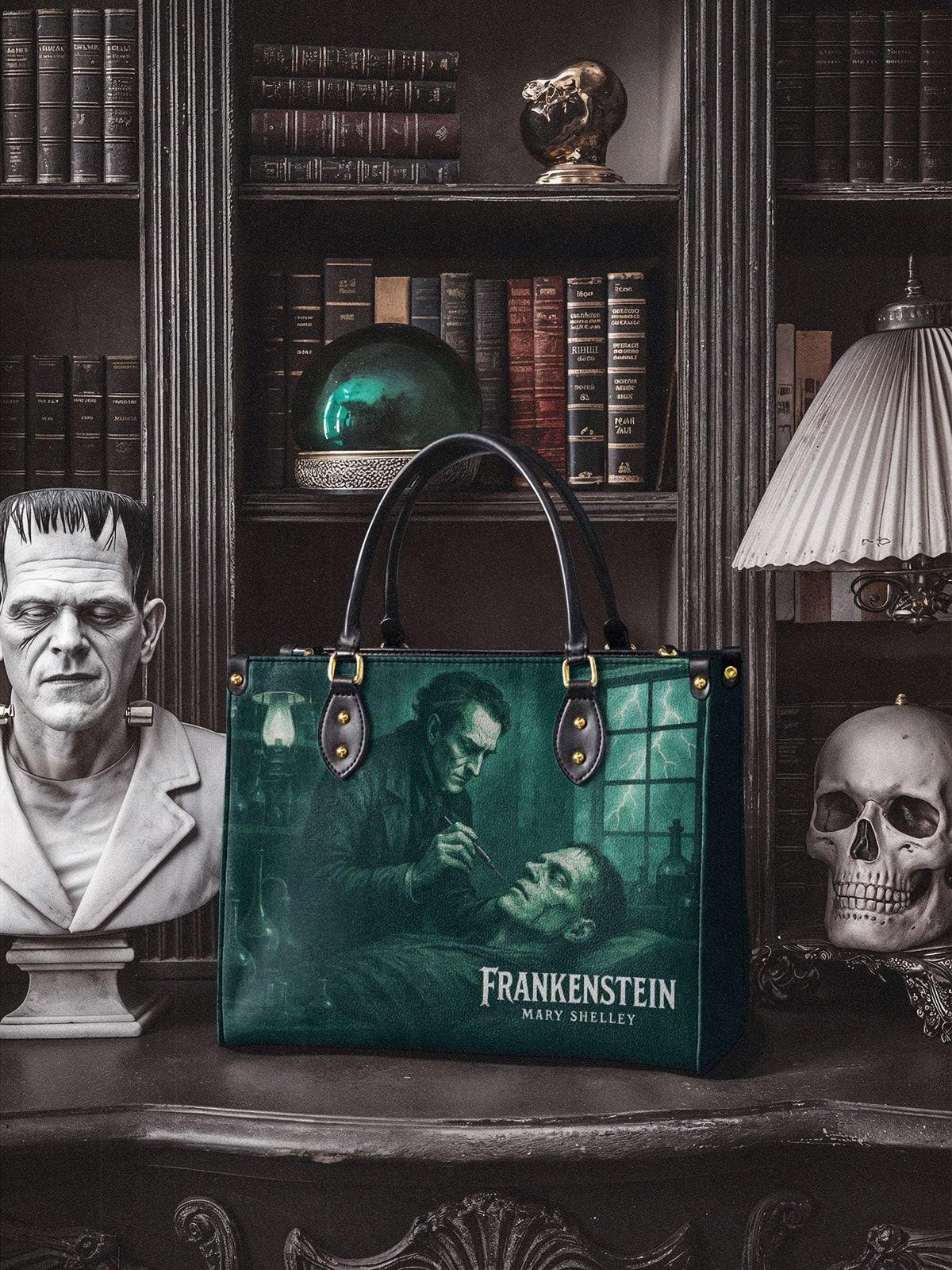 "Frankenstein" Mortuary Moss Leather Handbag
