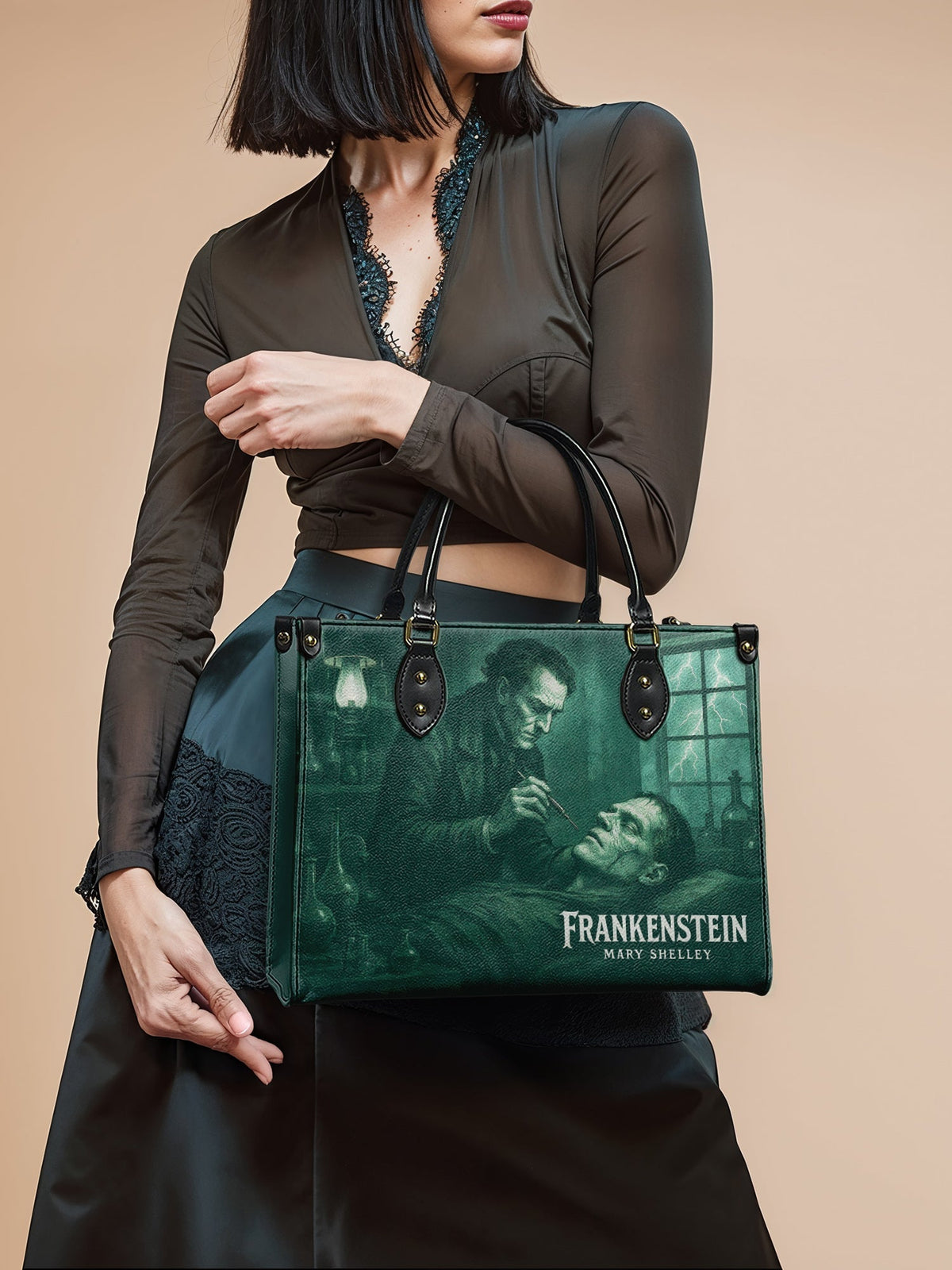 "Frankenstein" Mortuary Moss Leather Handbag