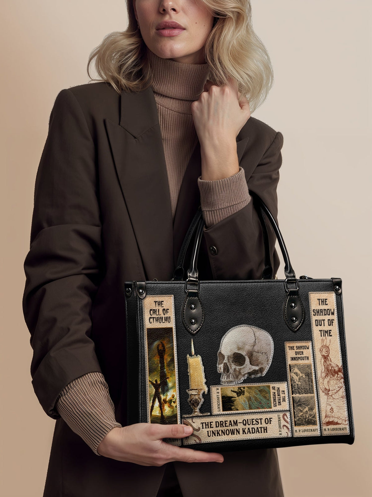 Lovecraftian Black - Black Interior - Leather Handbag