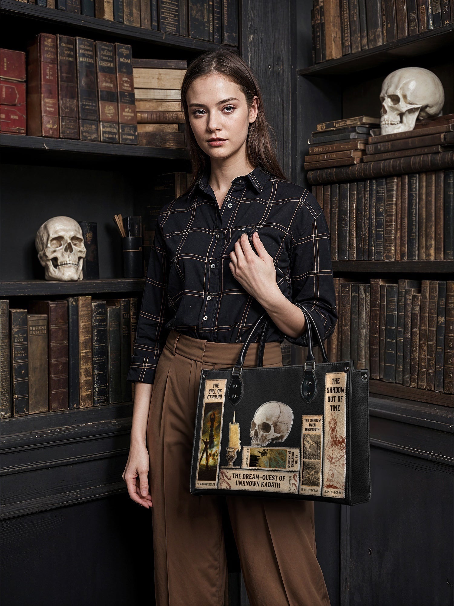 Lovecraftian Black - Black Interior - Leather Handbag