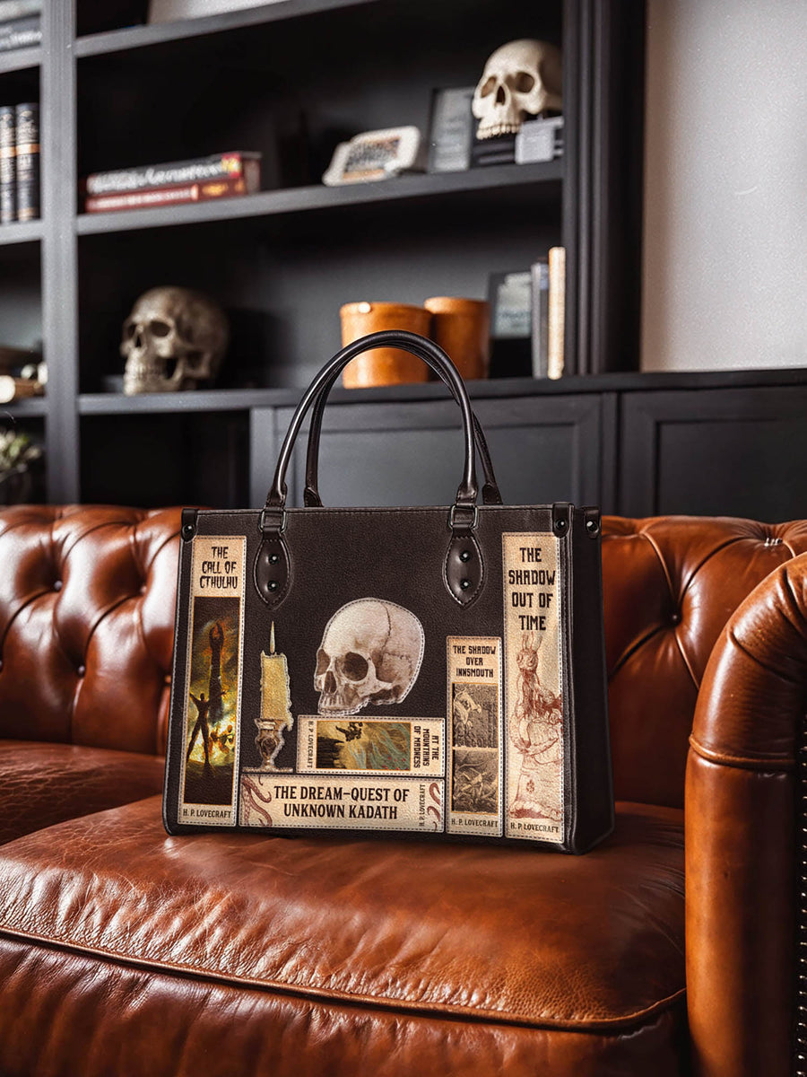 Lovecraftian Black - Black Interior - Leather Handbag