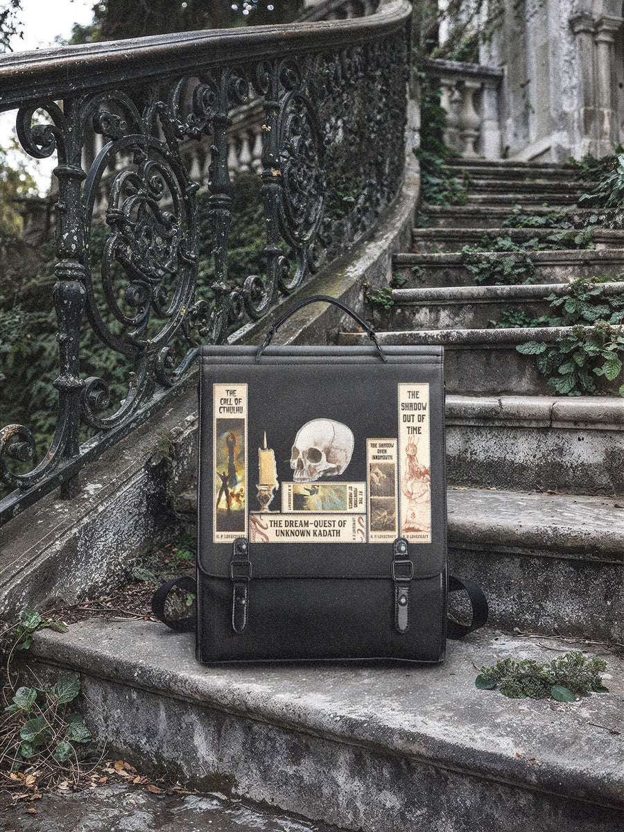 Lovecraftian Black Leather Backpack