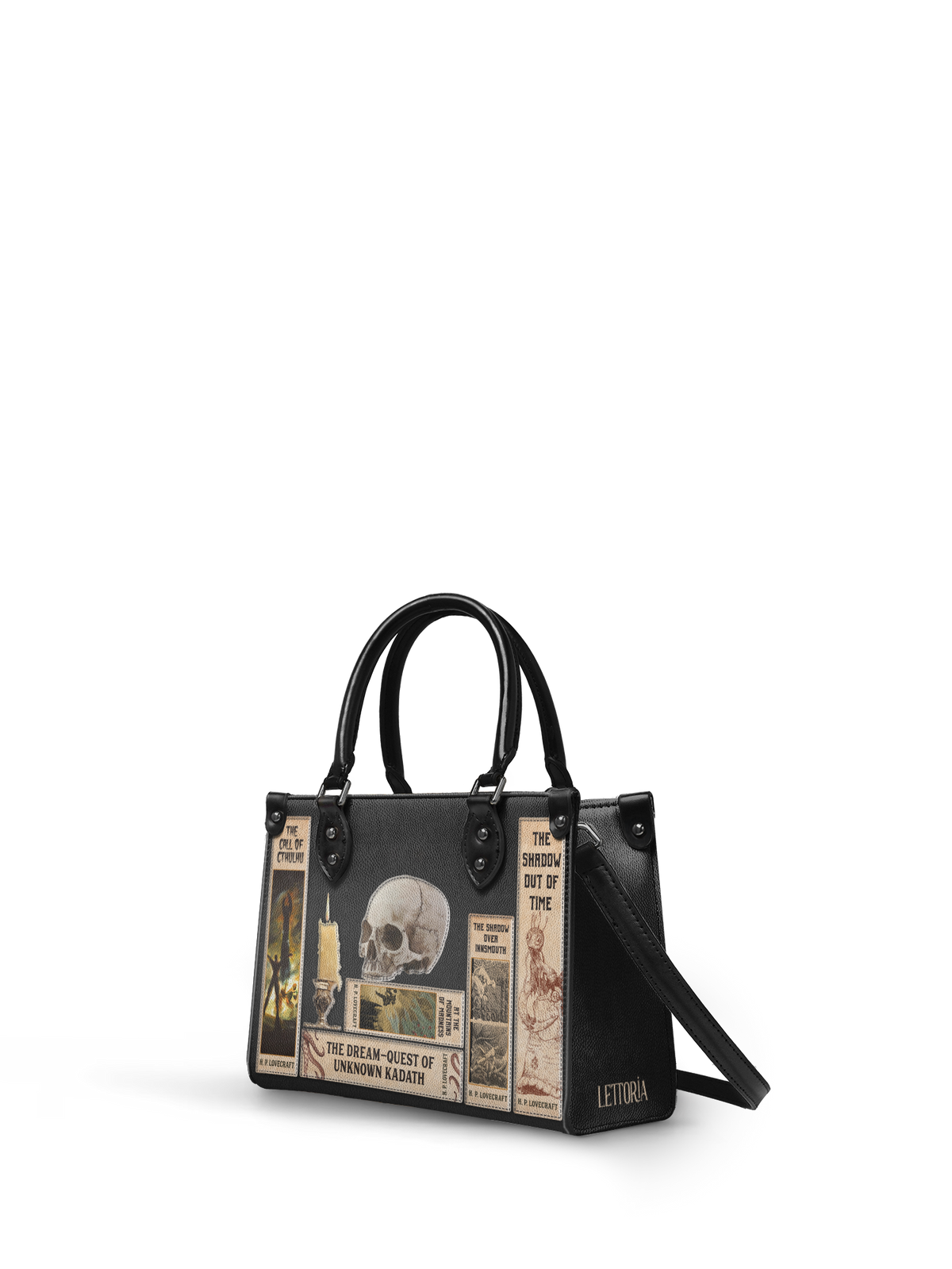 Lovecraftian Black - Black Interior - Small Leather Handbag