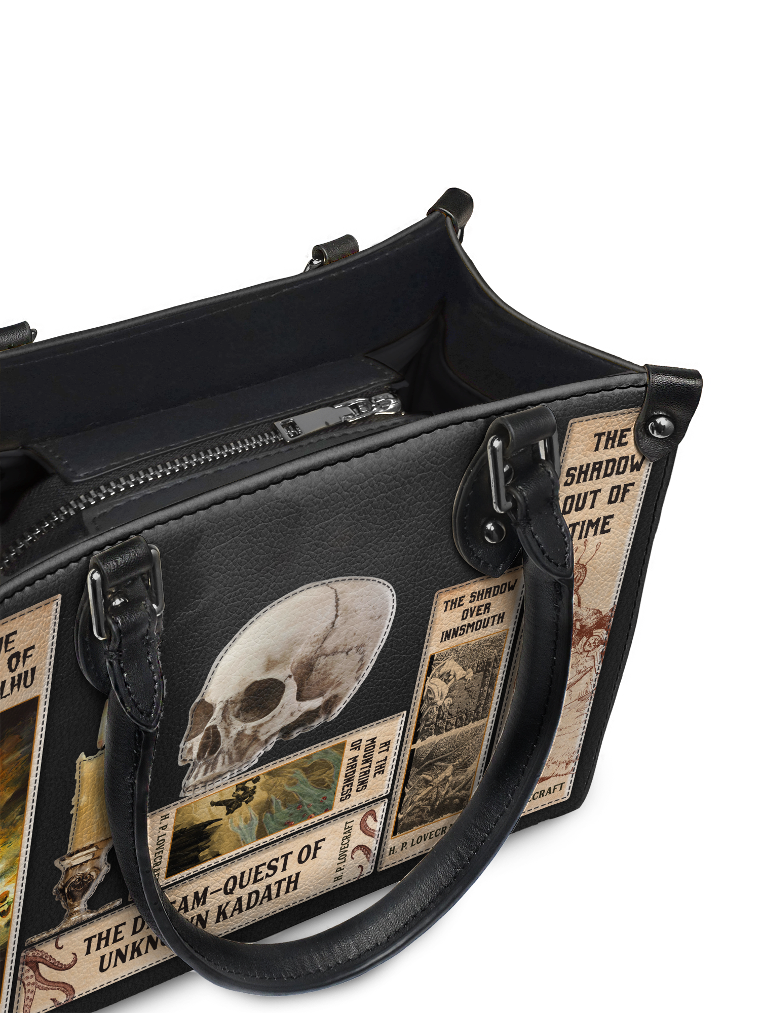 Lovecraftian Black - Black Interior - Small Leather Handbag