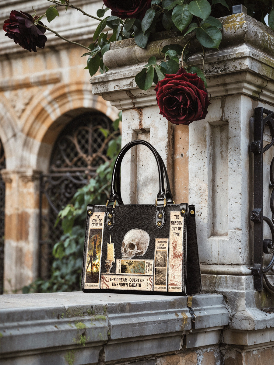 Lovecraftian Black Small Leather Handbag