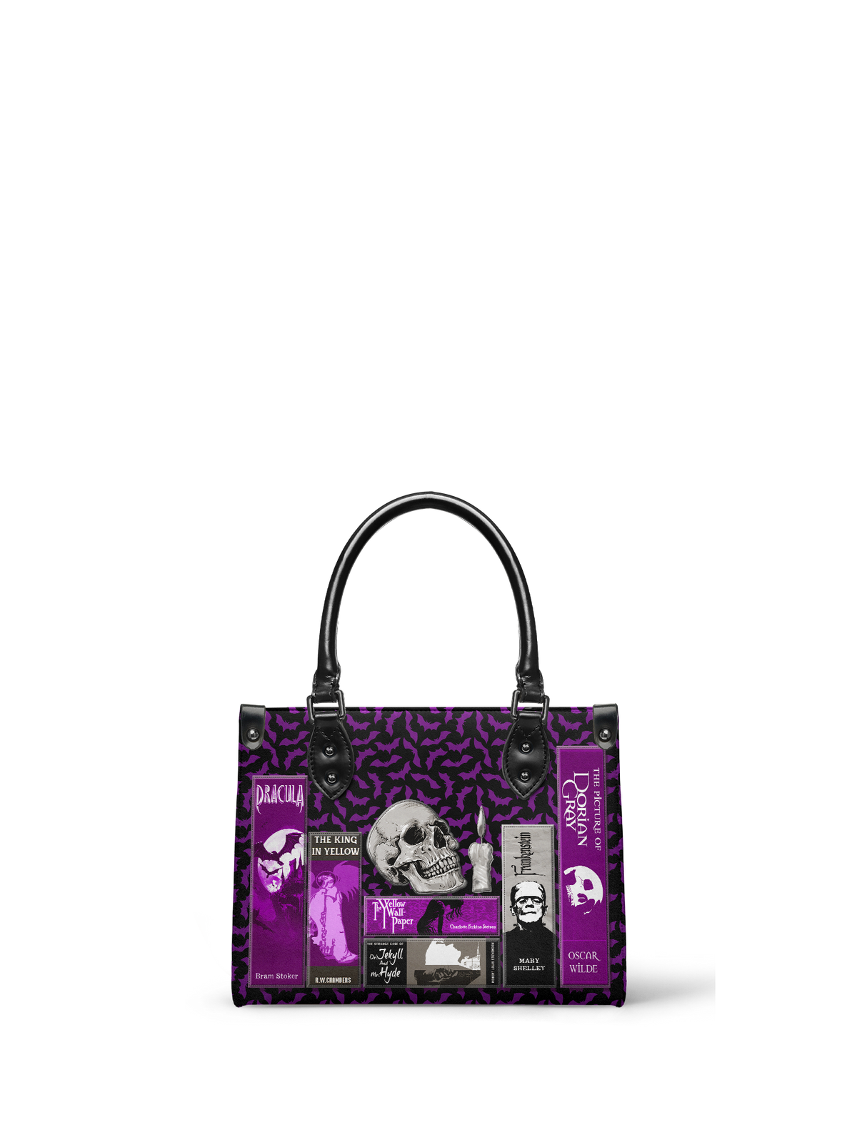 "The Codex of Gothic Tales" Violet Echo - Black Interior - Small Leather Handbag
