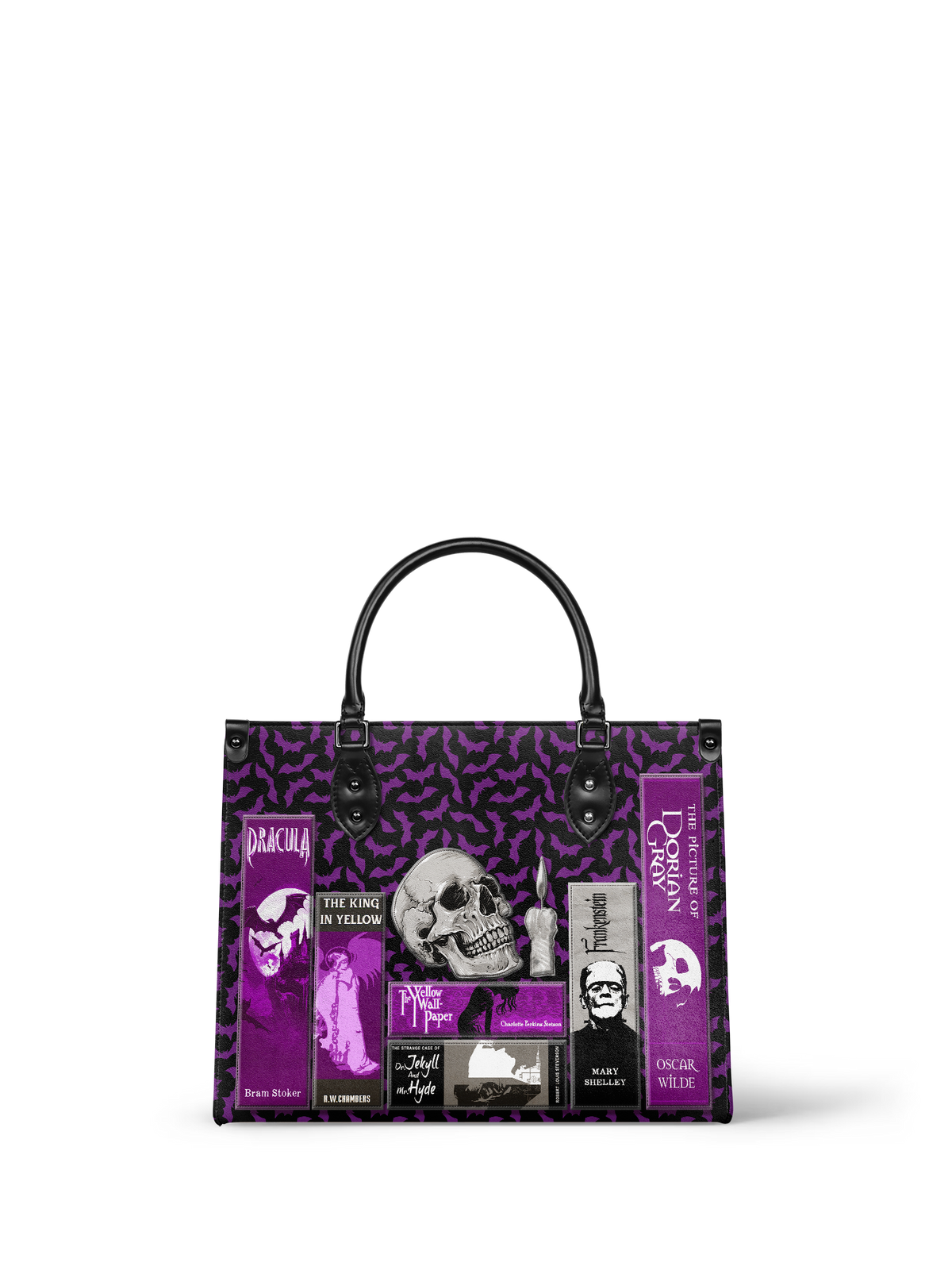 "The Codex of Gothic Tales" Violet Echo - Black Interior - Leather Handbag