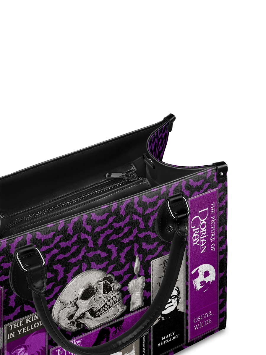 "The Codex of Gothic Tales" Violet Echo - Black Interior - Leather Handbag