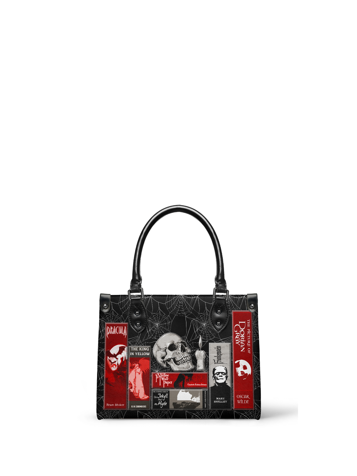 "The Codex of Gothic Tales" Black Widow’s Kiss - Black Interior - Small Leather Handbag