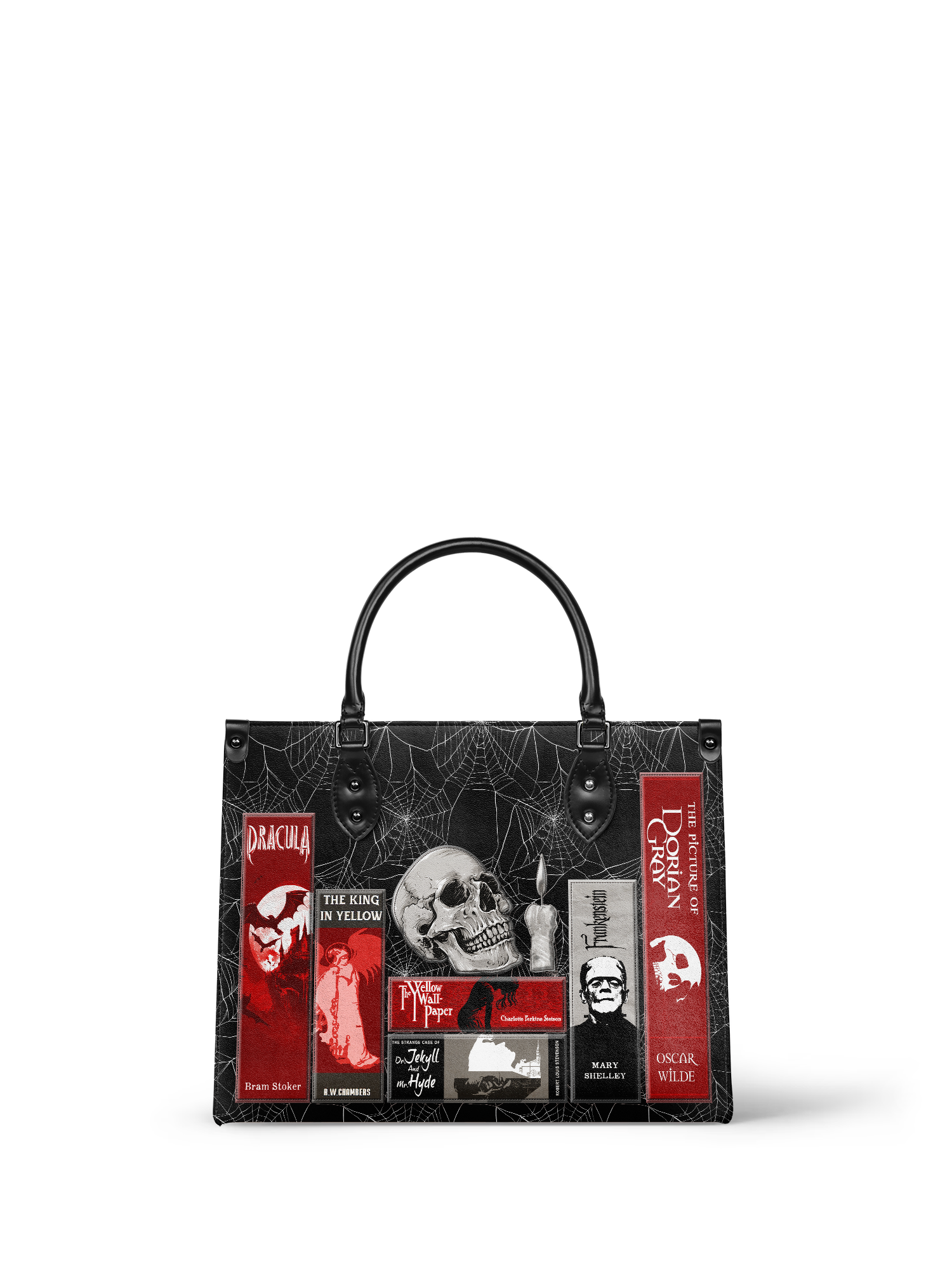 "The Codex of Gothic Tales" Black Widow’s Kiss - Black Interior - Leather Handbag