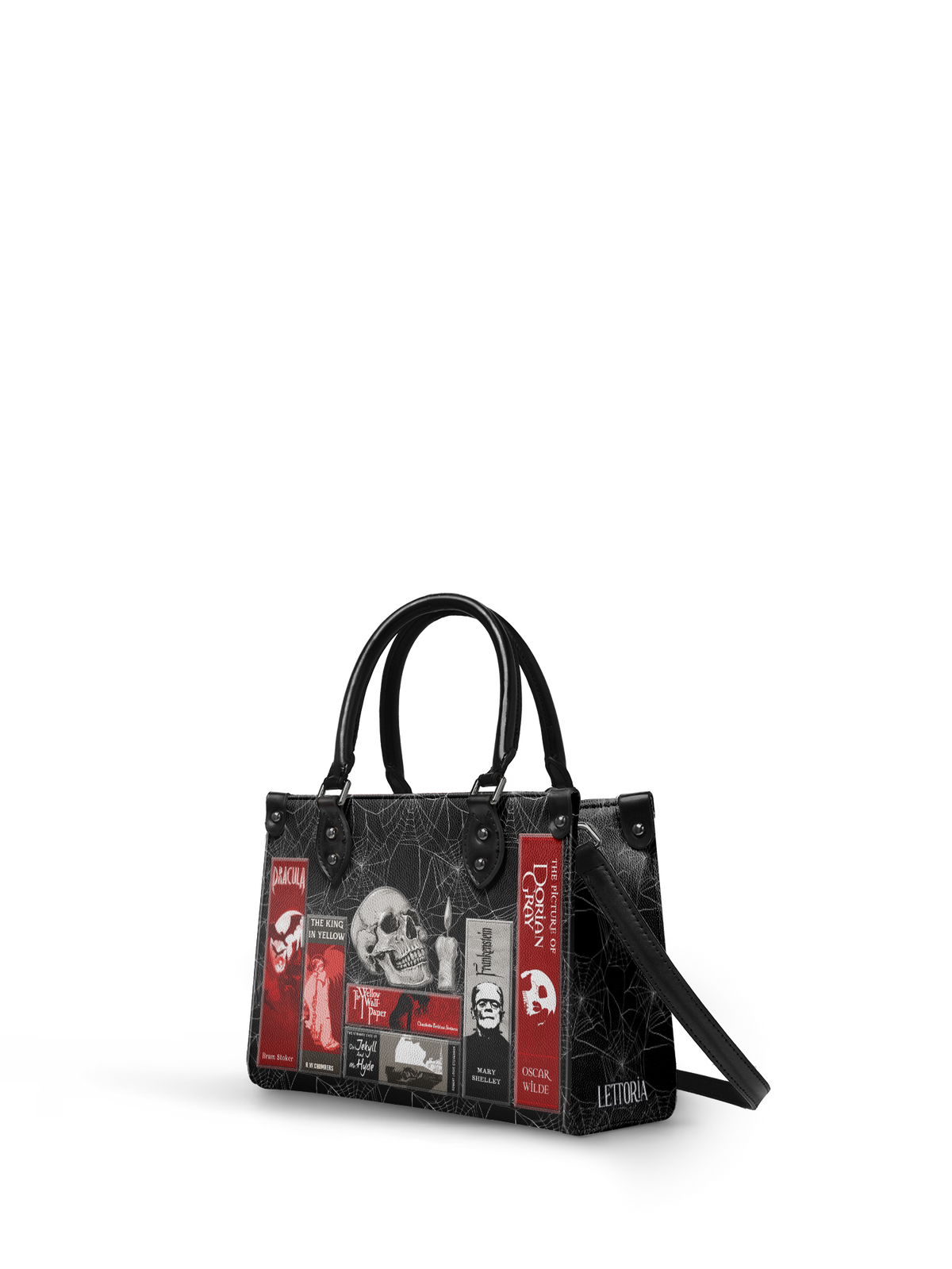 "The Codex of Gothic Tales" Black Widow’s Kiss - Black Interior - Small Leather Handbag