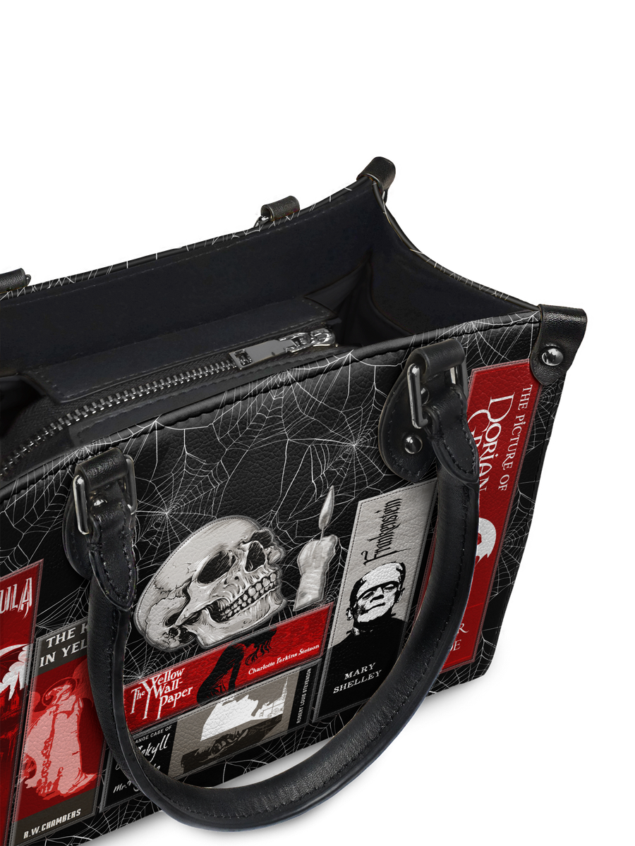 "The Codex of Gothic Tales" Black Widow’s Kiss - Black Interior - Small Leather Handbag