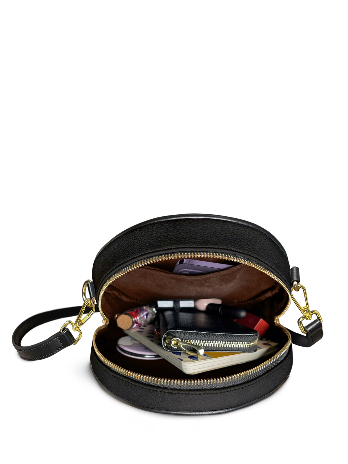 "Poe's Library" Ashen Black Circle Crossbody Bag