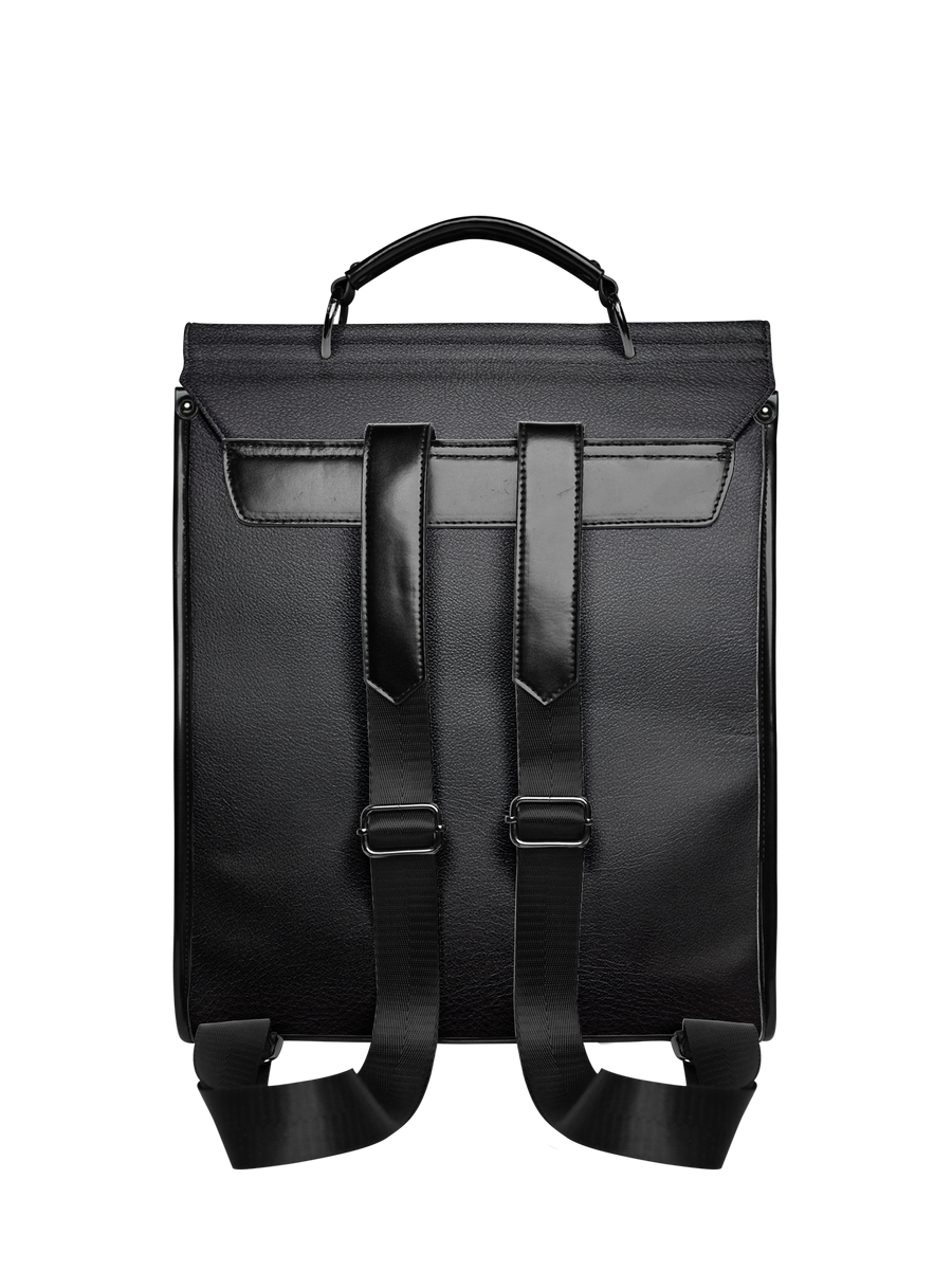 "Poe's Library" Ashen Black Leather Backpack