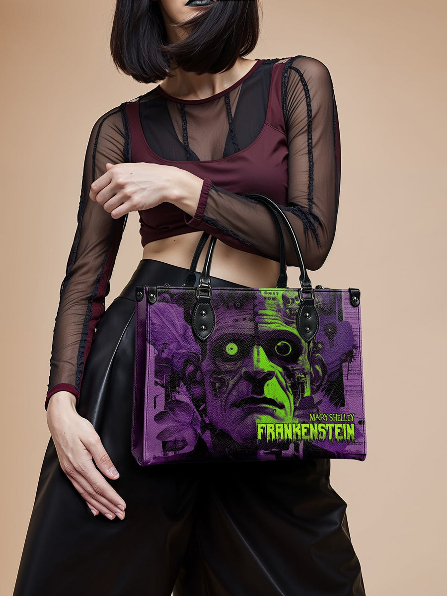 "Frankenstein" Lablight Violet - Black Interior - Leather Handbag