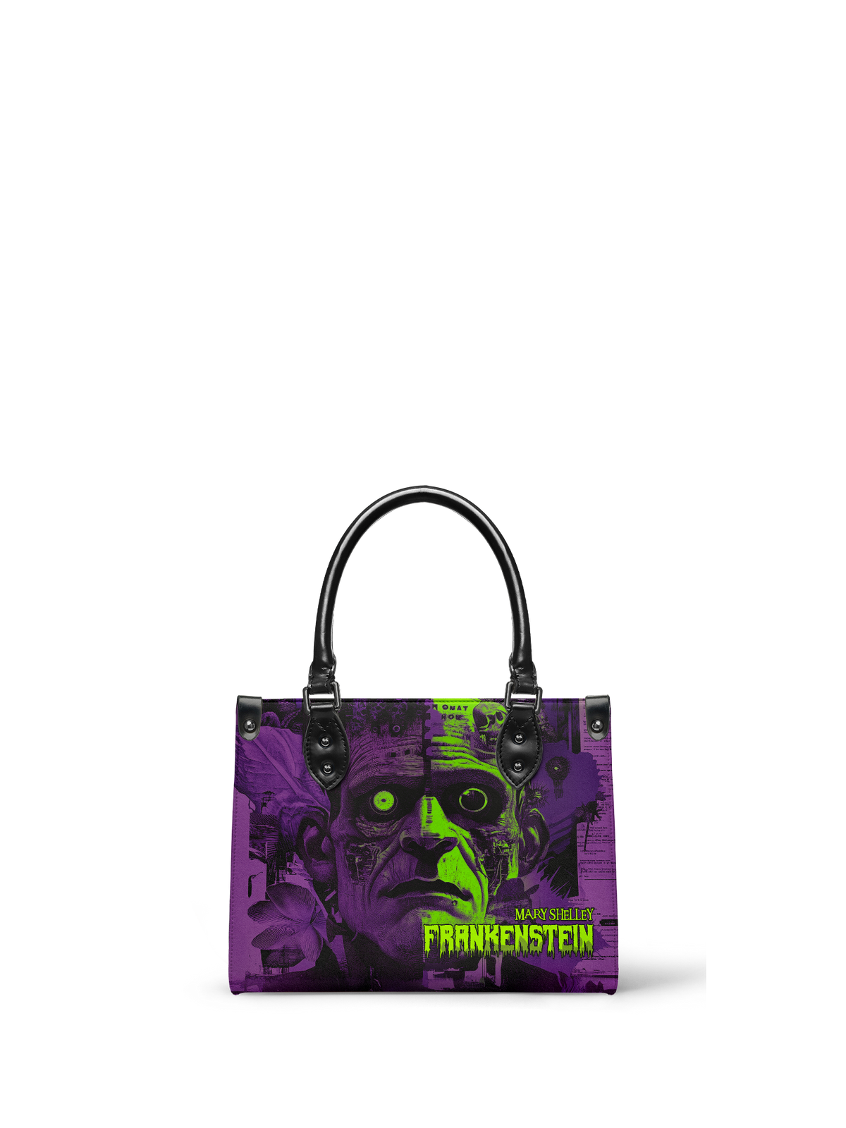 "Frankenstein" Lablight Violet - Black Interior - Small Leather Handbag
