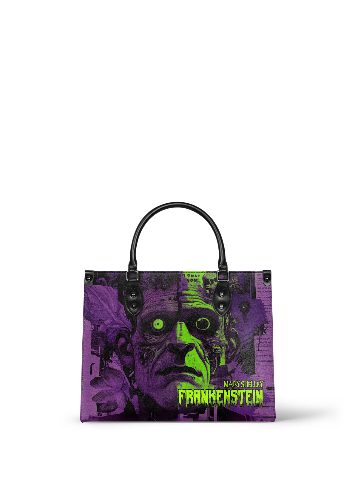 "Frankenstein" Lablight Violet - Black Interior - Leather Handbag