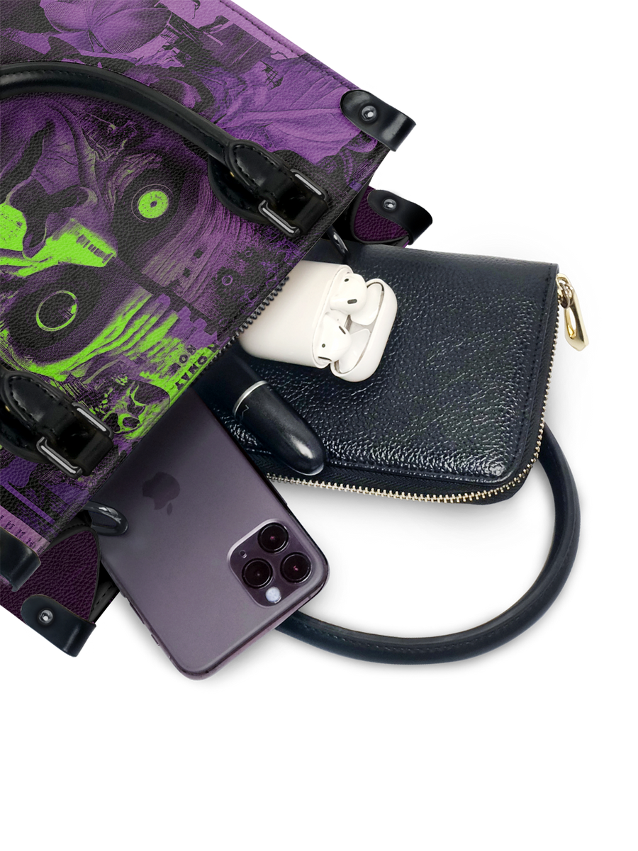 "Frankenstein" Lablight Violet - Black Interior - Small Leather Handbag