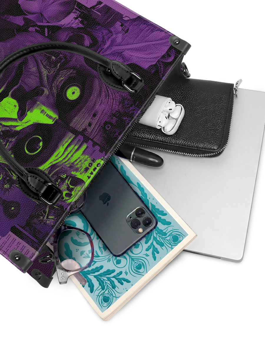 "Frankenstein" Lablight Violet - Black Interior - Leather Handbag