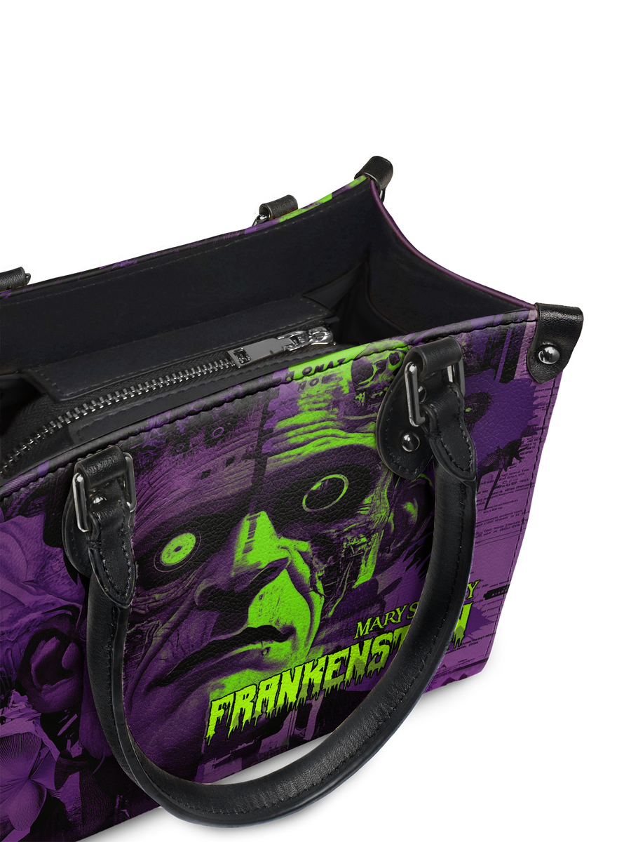 "Frankenstein" Lablight Violet - Black Interior - Small Leather Handbag