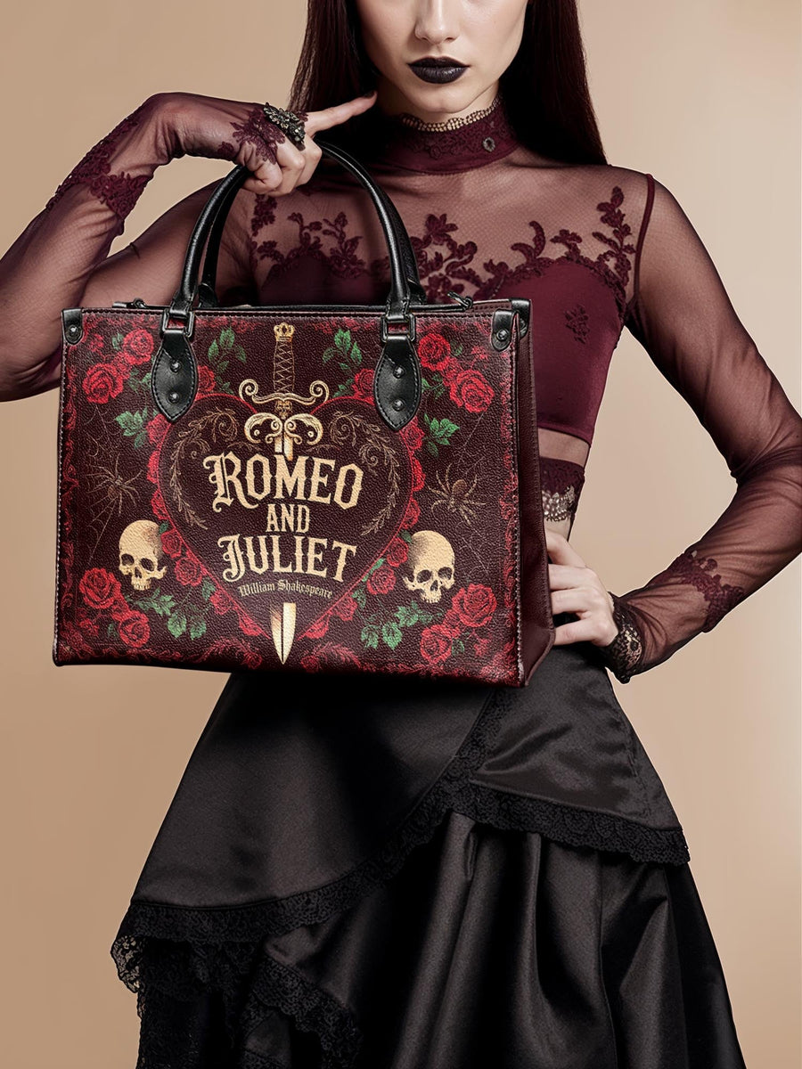 "Romeo And Juliet" Poison Rose - Black Interior - Leather Handbag