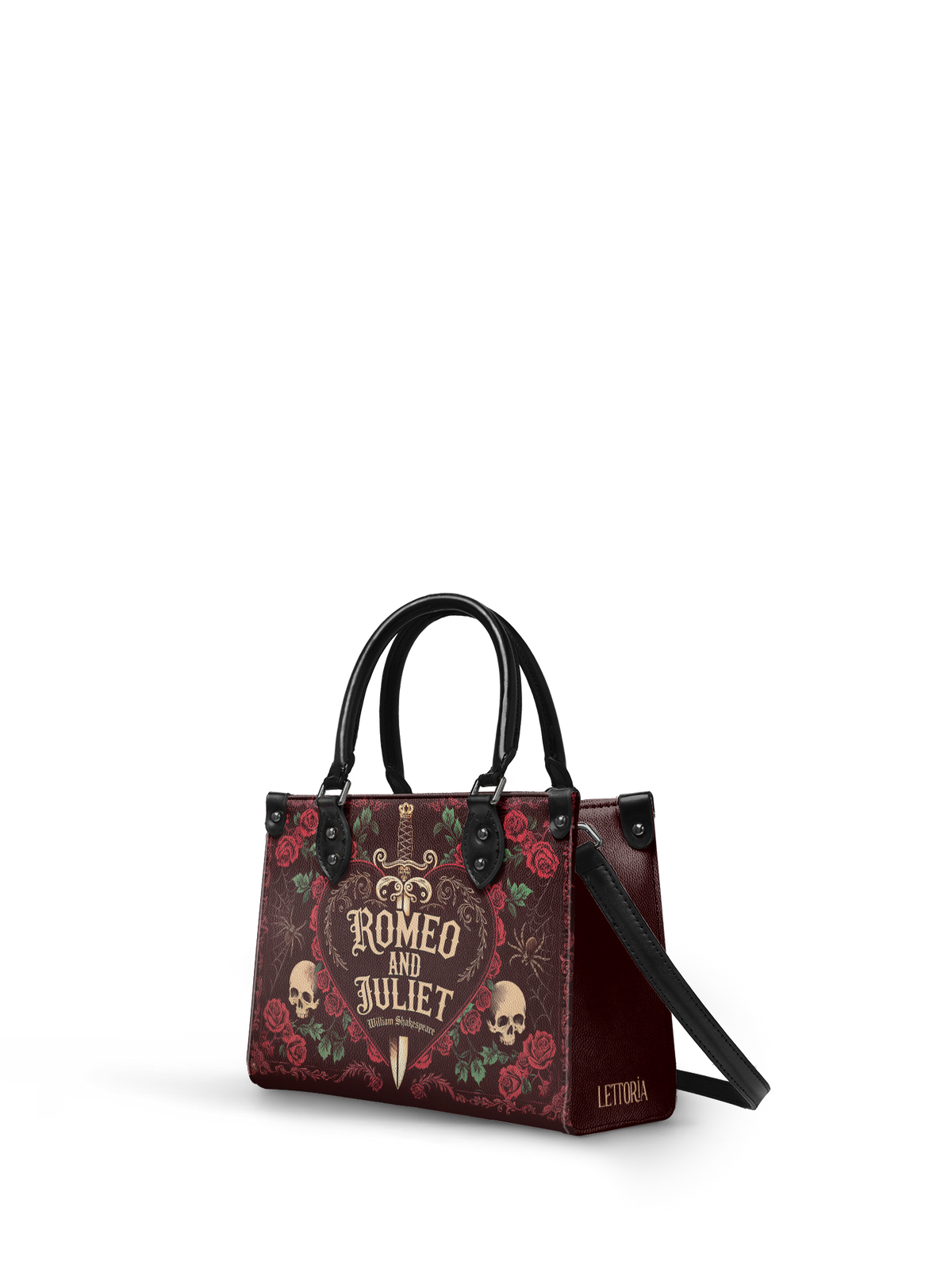 "Romeo And Juliet" Poison Rose - Black Interior - Small Leather Handbag
