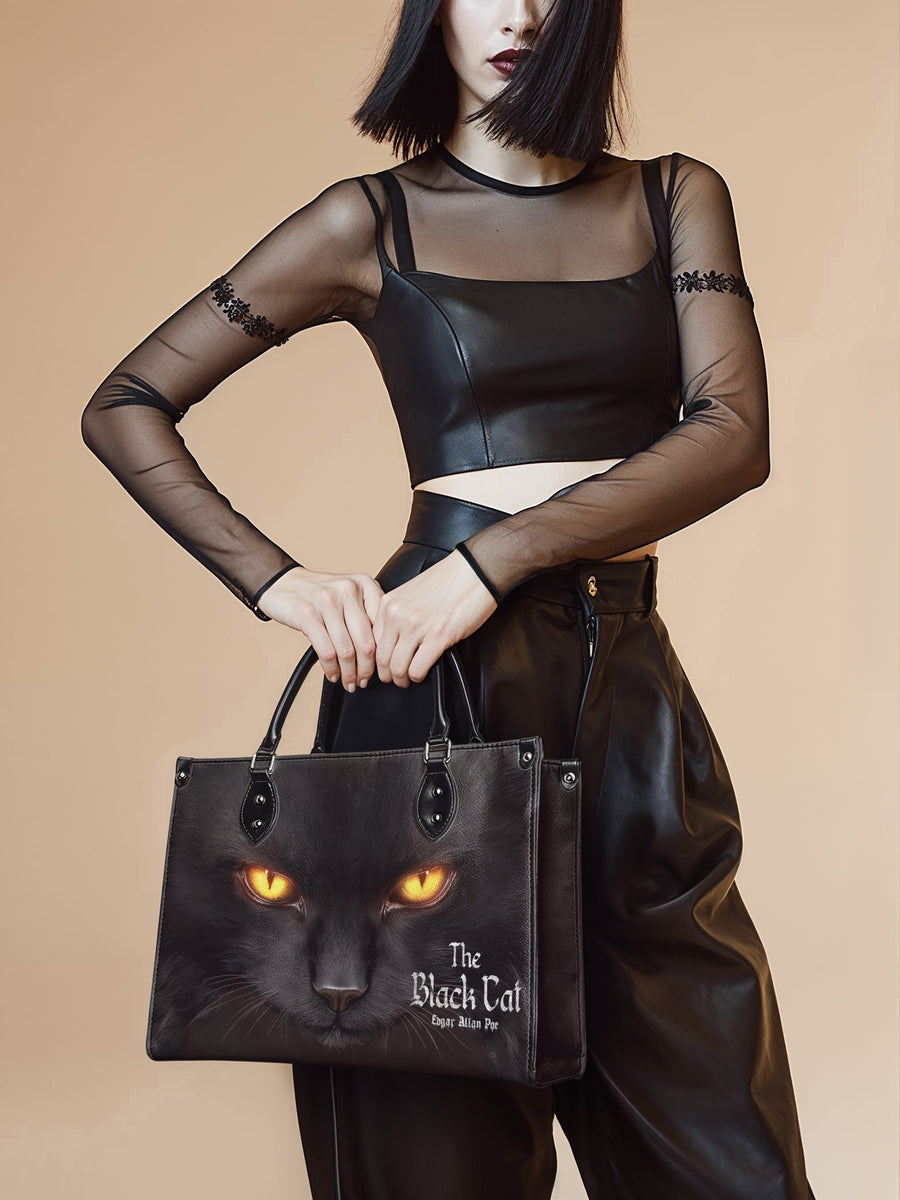 "The Black Cat" - Black Interior - Leather Handbag