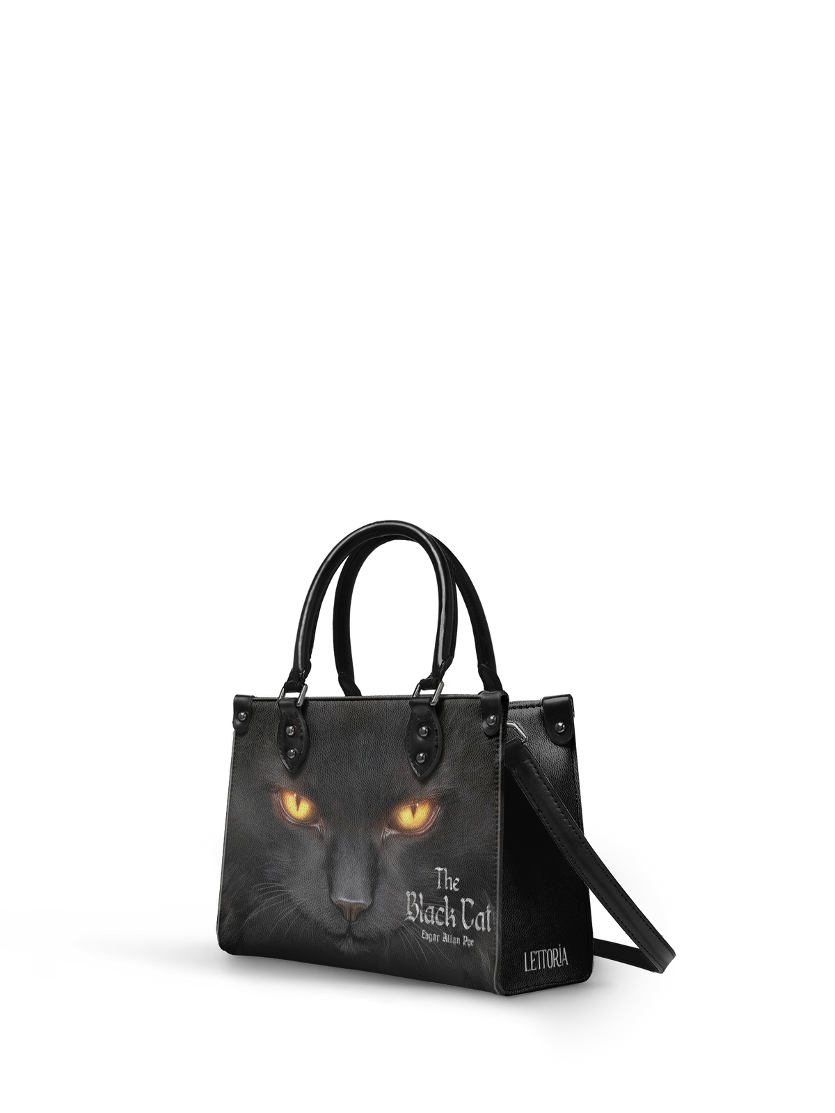 "The Black Cat" - Black Interior - Small Leather Handbag