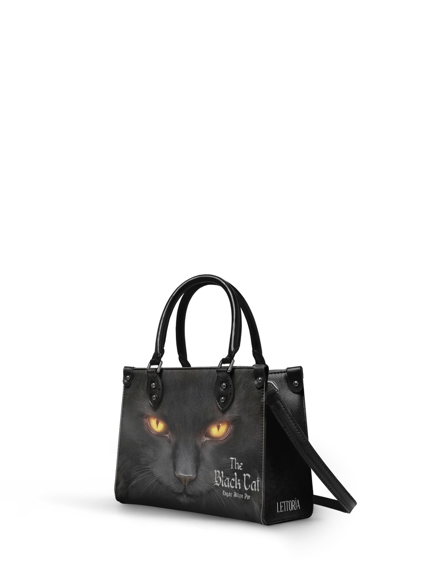 "The Black Cat" - Black Interior - Small Leather Handbag