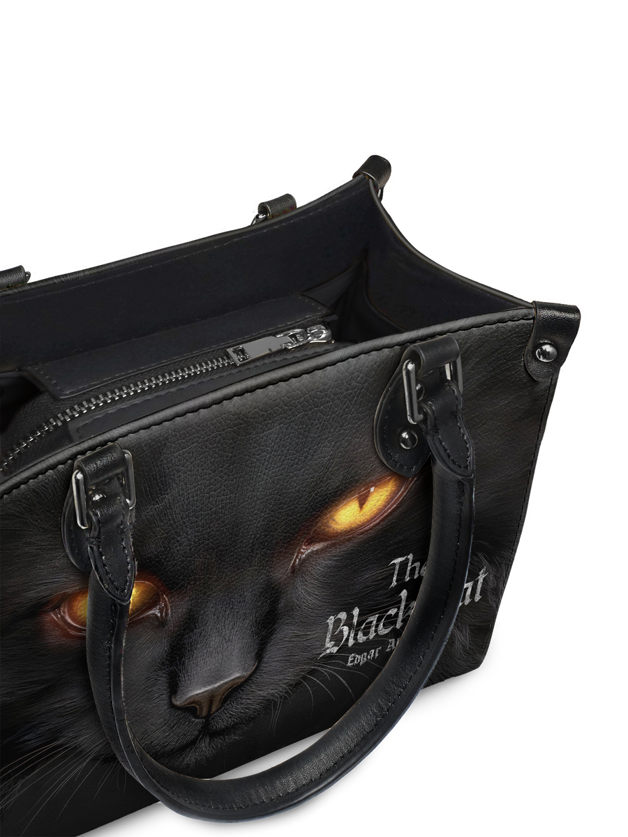 "The Black Cat" - Black Interior - Small Leather Handbag