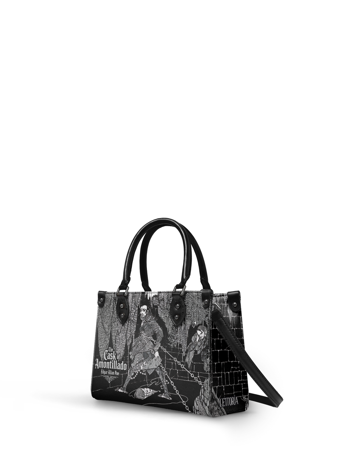 "The Cask Of Amontillado" - Black Interior - Small Leather Handbag