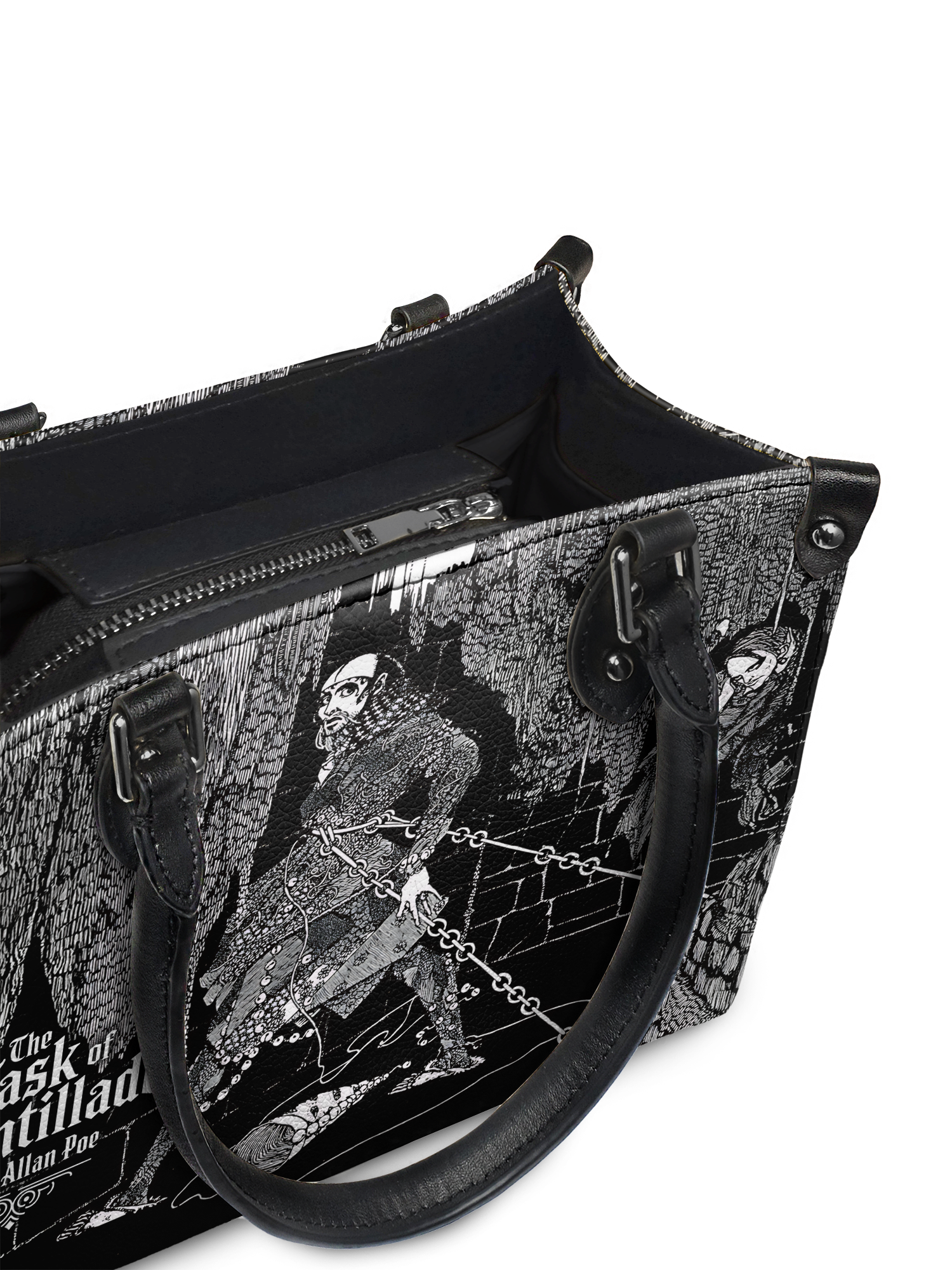 "The Cask Of Amontillado" - Black Interior - Small Leather Handbag