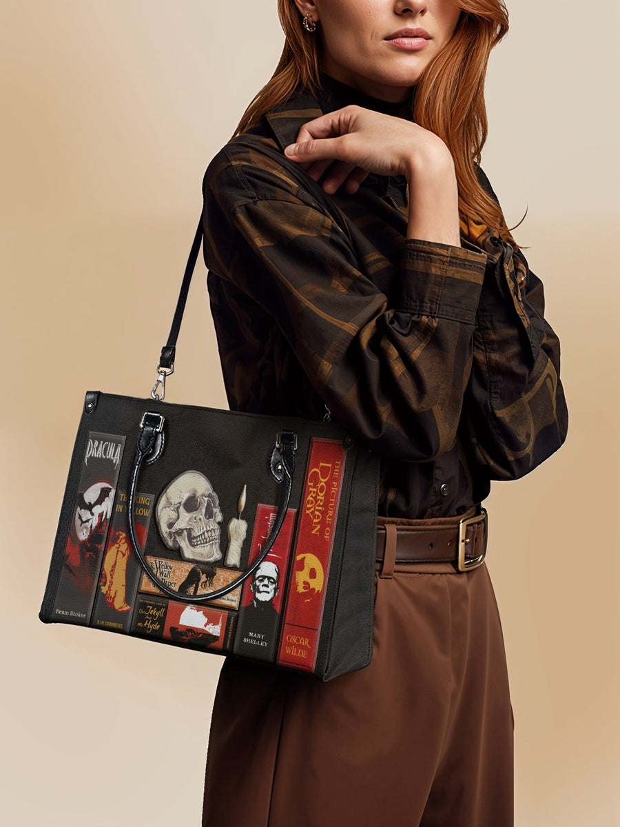 "The Codex of Gothic Tales" Deadlight Black - Black Interior - Leather Handbag