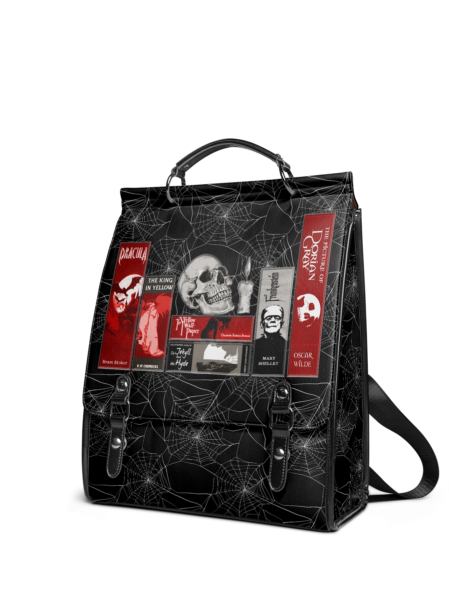 "The Codex of Gothic Tales" Black Widow’s Kiss Leather Backpack