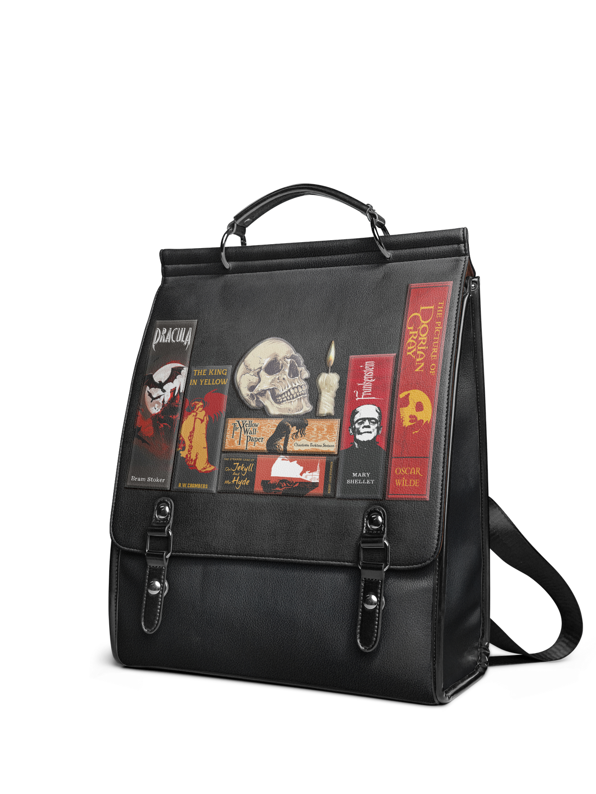 "The Codex of Gothic Tales" Deadlight Black Leather Backpack
