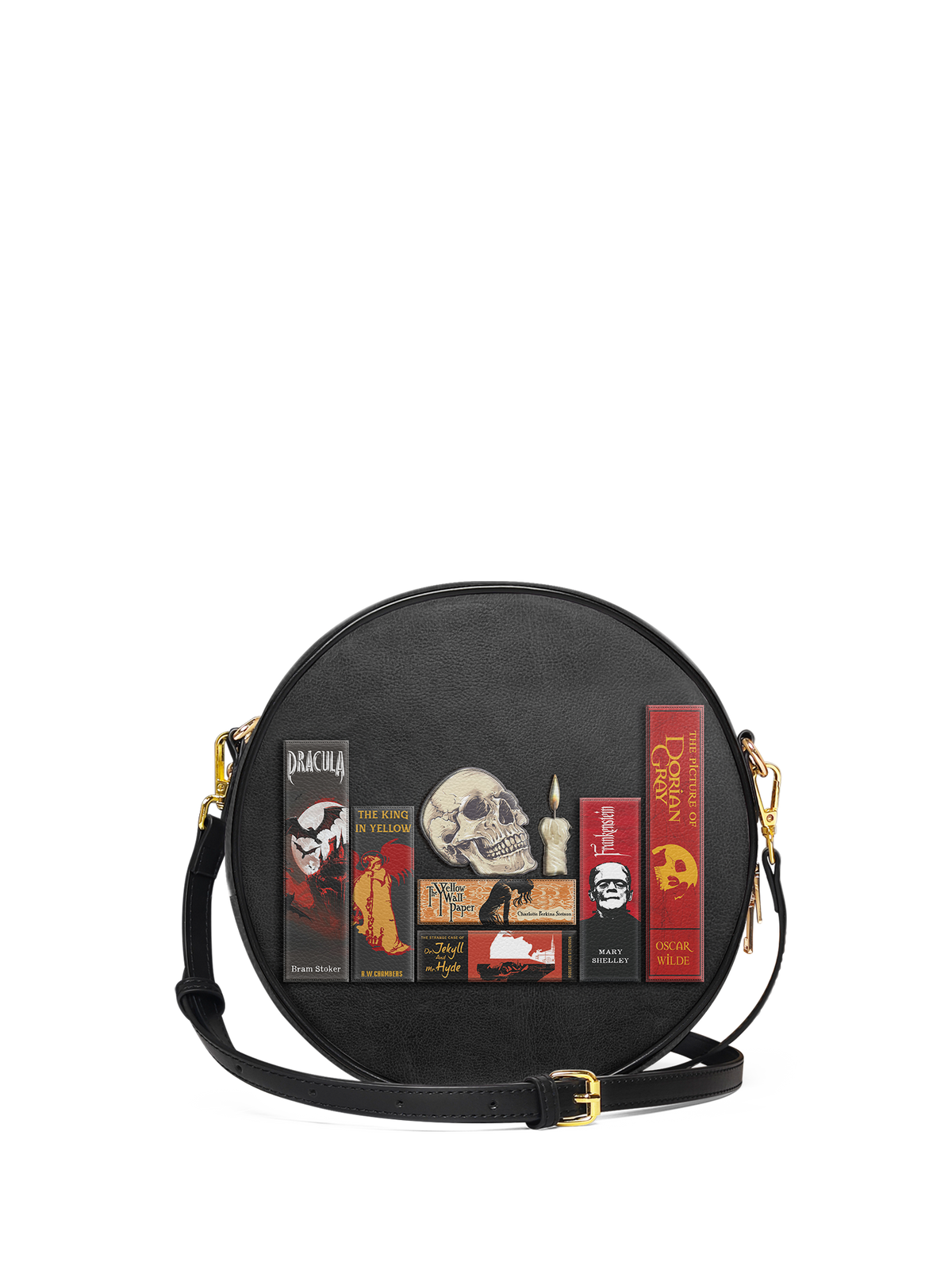 "The Codex of Gothic Tales" Deadlight Black Circle Crossbody Bag