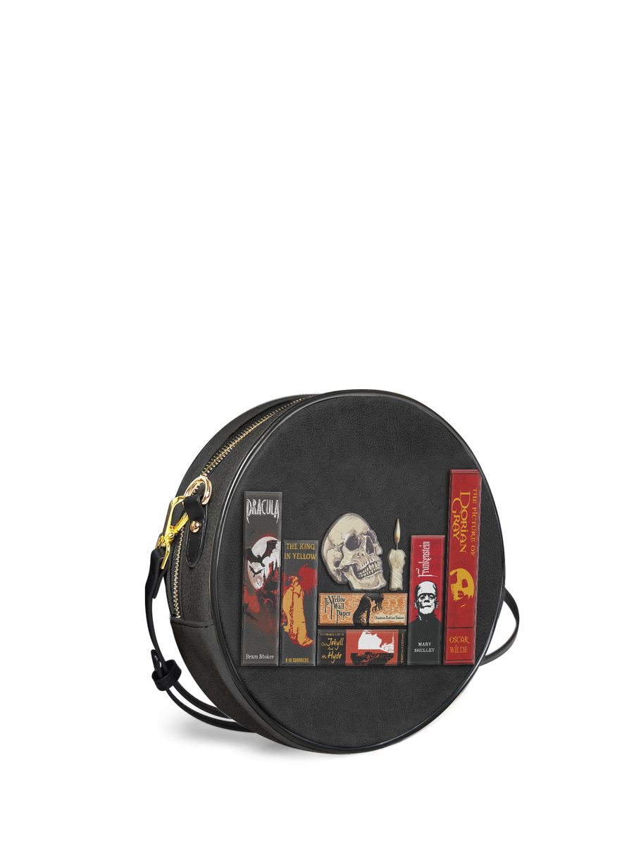"The Codex of Gothic Tales" Deadlight Black Circle Crossbody Bag
