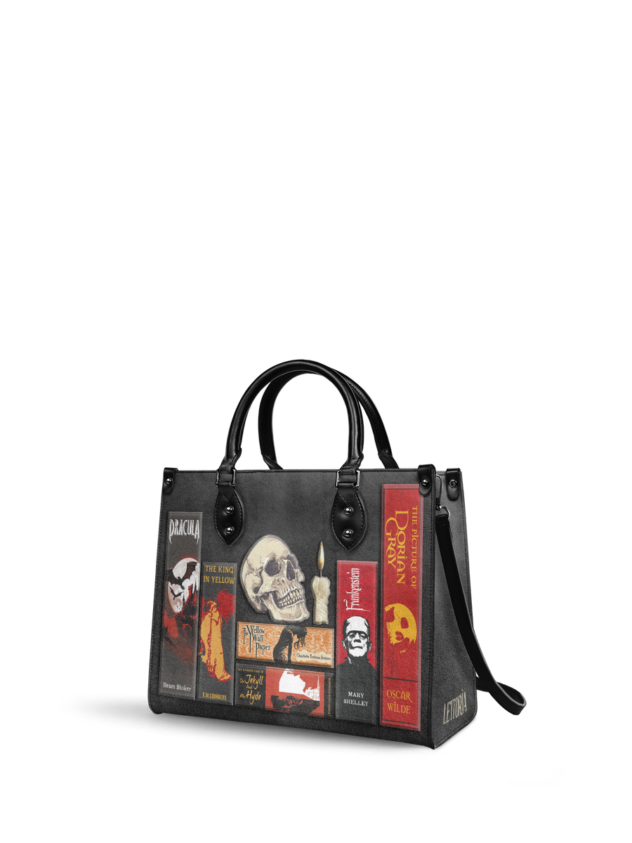 "The Codex of Gothic Tales" Deadlight Black - Black Interior - Leather Handbag
