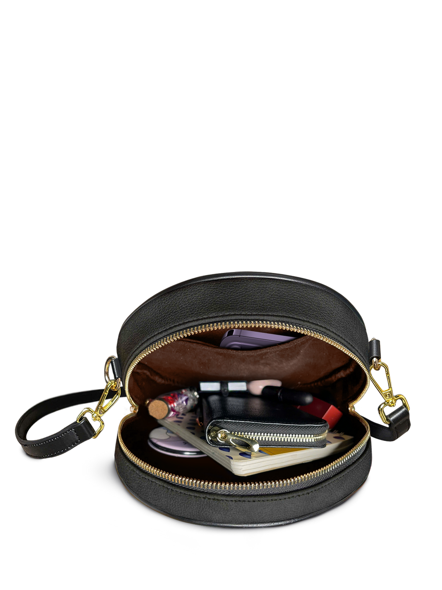 "The Codex of Gothic Tales" Deadlight Black Circle Crossbody Bag