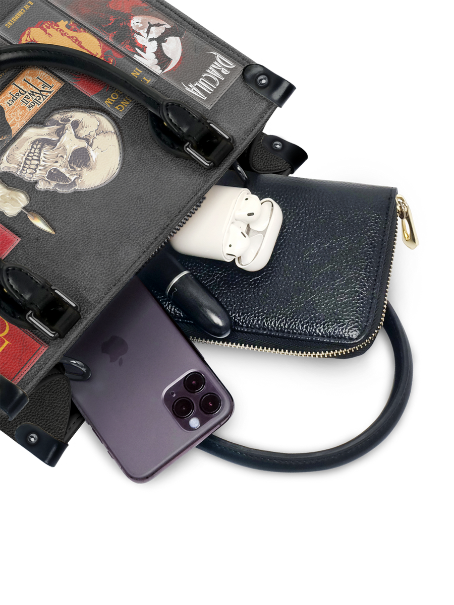 "The Codex of Gothic Tales" Deadlight Black - Black Interior - Small Leather Handbag